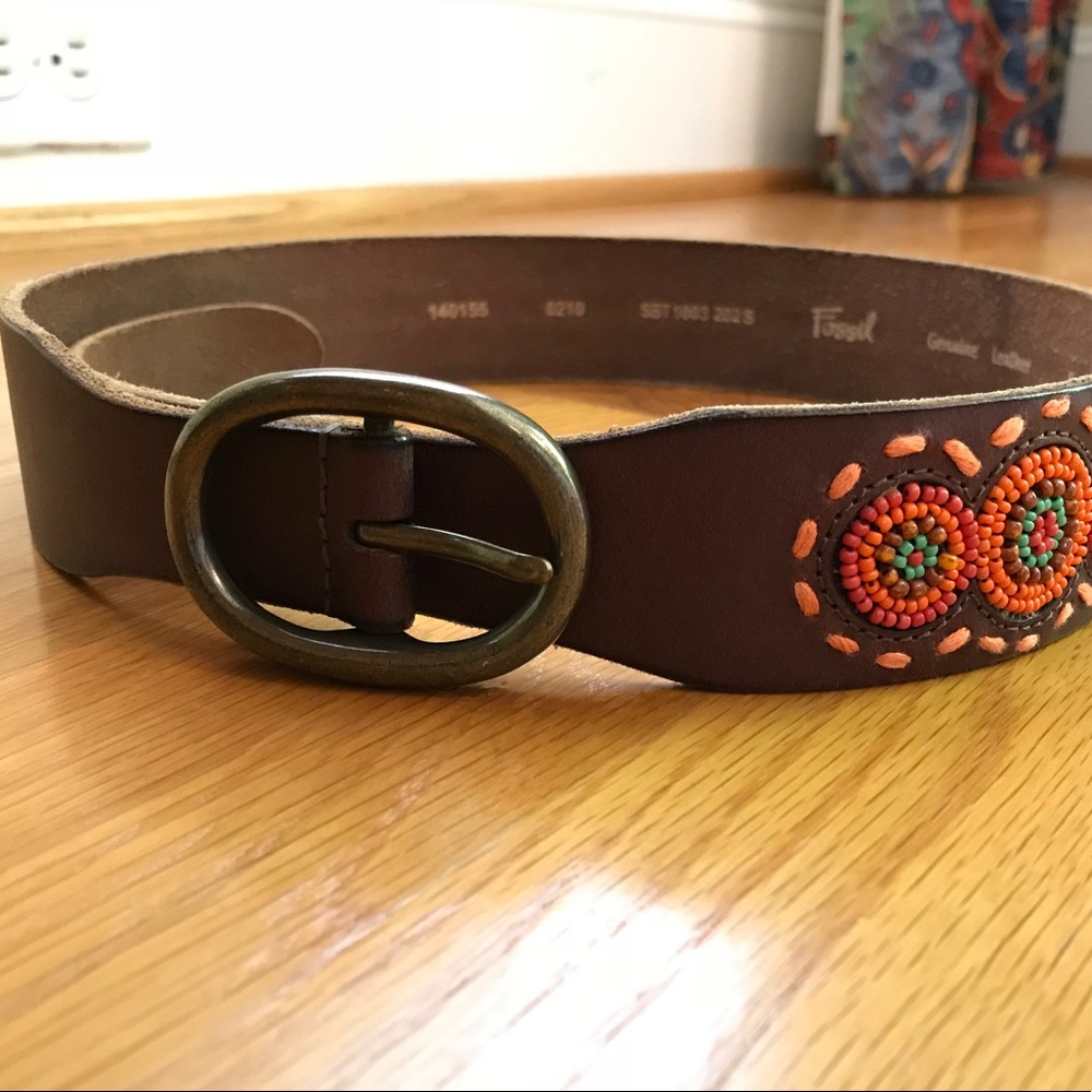 Fossil Genuine Leather Embroidered Belt, S